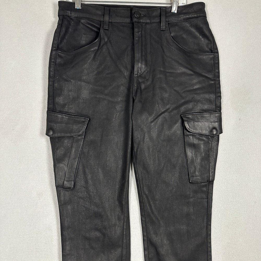 Monfrere Pants Mens 34 Preston Coated Noir Slim Cargo Black Japanese Denim USA - Picture 6 of 11